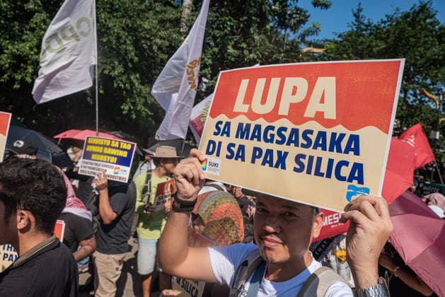 September 21, 2026, Quezon City, Quezon, Philippines: Thousands of Filipinos and various progressive groups from multiple sectors protested through the streets of Manila until Recto Ave, commemorating 54 years since the decalaration of Martial Law by late President Marcos Sr, father of current president Marcos Jr. The protesters were stopped at by the Philippine National Police s barricades. Quezon City Philippines - ZUMAy102 20260921_zip_y102_007 Copyright: xKenosisxYapx