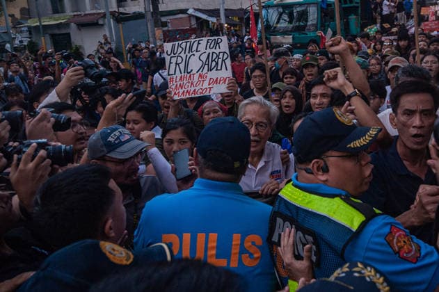 September 21, 2026, Quezon City, Quezon, Philippines: Thousands of Filipinos and various progressive groups from multiple sectors protested through the streets of Manila until Recto Ave, commemorating 54 years since the decalaration of Martial Law by late President Marcos Sr, father of current president Marcos Jr. The protesters were stopped at by the Philippine National Police s barricades. Quezon City Philippines - ZUMAy102 20260921_zip_y102_020 Copyright: xKenosisxYapx