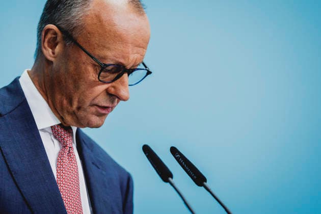 Friedrich Merz (CDU), Federal Chancellor, photographed during a press conference in response to the state election in Mecklenburg-Western Pomerania and the Berlin House of Representatives election, September 21, 2026. While Die Linke won the election in Berlin with 25.7%, ahead of the CDU, the Af Copyright: xFlorianxGaertnerx