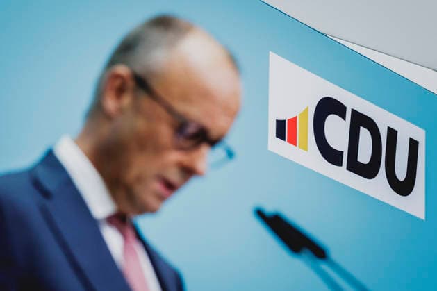 Friedrich Merz (CDU), Chancellor of Germany, photographed during a press conference in response to the state election in Mecklenburg-Western Pomerania and the Berlin House of Representatives election, September 21, 2026. While Die Linke won the election in Berlin with 25.7 percent, ahead of the C Copyright: xFlorianxGaertnerx