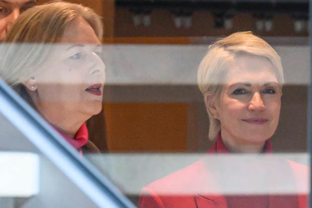 Pictured, from left: Bärbel Bas and the SPD’s top candidate in Mecklenburg-Western Pomerania, Manuela Schwesig, on their way to the press conference, GER, Berlin, SPD press conference following the elections in Berlin and Mecklenburg-Western Pomerania (MV), in the atrium of the Willy Brandt House, Wilhelmstraße 141, 10963 Berlin, September 21, 2026, Copyright: HMBxMedia UwexKoch