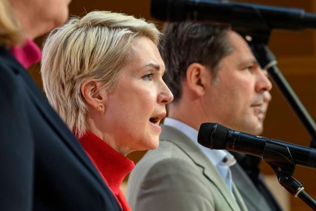 Pictured, from left: Manuela Schwesig, GER, Berlin, SPD press conference following the elections in Berlin and Mecklenburg-Western Pomerania (MV), in the atrium of the Willy Brandt House, Wilhelmstraße 141, 10963 Berlin, September 21, 2026, Copyright: HMBxMedia UwexKoch