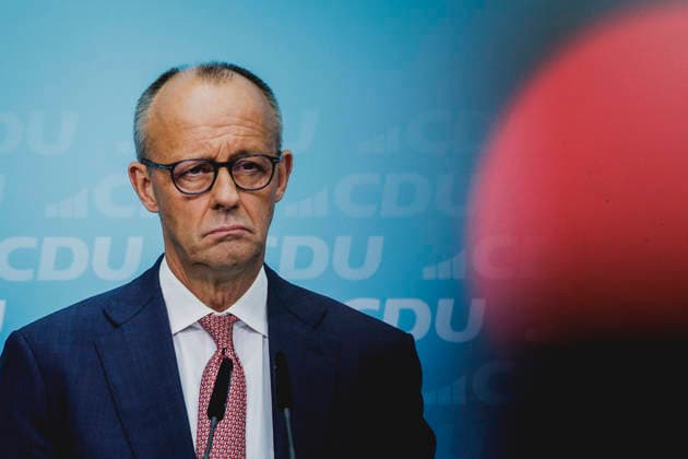 Friedrich Merz, CDU, Federal Chancellor, photographed during a press conference in response to the state election in Mecklenburg-Western Pomerania and the Berlin House of Representatives election, September 21, 2026. While Die Linke won the election in Berlin with 25.7%, ahead of the CDU, the AfD Copyright: xFlorianxGaertnerx