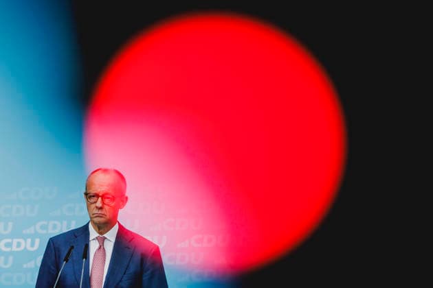 Friedrich Merz, CDU, Federal Chancellor, photographed during a press conference in response to the state election in Mecklenburg-Western Pomerania and the Berlin House of Representatives election, September 21, 2026. While Die Linke won the election in Berlin with 25.7%, ahead of the CDU, the AfD Copyright: xFlorianxGaertnerx