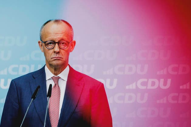Friedrich Merz, CDU, Federal Chancellor, photographed during a press conference in response to the state election in Mecklenburg-Western Pomerania and the Berlin House of Representatives election, September 21, 2026. While Die Linke won the election in Berlin with 25.7%, ahead of the CDU, the AfD Copyright: xFlorianxGaertnerx