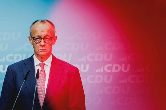 Friedrich Merz, CDU, Federal Chancellor, photographed during a press conference in response to the state election in Mecklenburg-Western Pomerania and the Berlin House of Representatives election, September 21, 2026. While Die Linke won the election in Berlin with 25.7%, ahead of the CDU, the AfD Copyright: xFlorianxGaertnerx