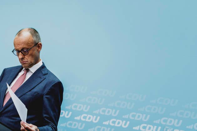 Friedrich Merz, CDU, Federal Chancellor, photographed during a press conference in response to the state election in Mecklenburg-Western Pomerania and the Berlin House of Representatives election, September 21, 2026. While Die Linke won the election in Berlin with 25.7%, ahead of the CDU, the AfD Copyright: xFlorianxGaertnerx