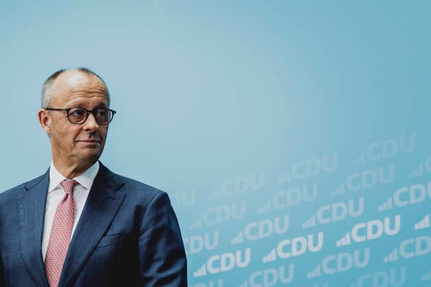 Friedrich Merz, CDU, Federal Chancellor, photographed during a press conference in response to the state election in Mecklenburg-Western Pomerania and the Berlin House of Representatives election, September 21, 2026. While Die Linke won the election in Berlin with 25.7 percent, ahead of the CDU, Copyright: xFlorianxGaertnerx