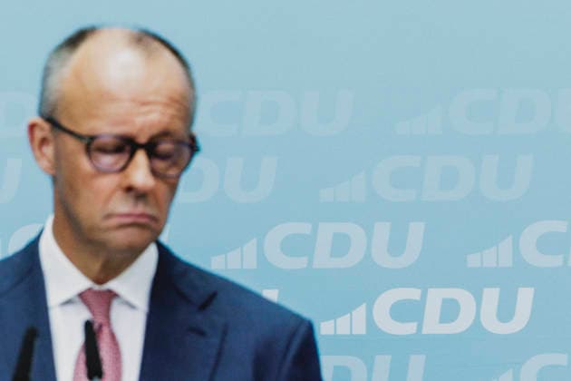 Friedrich Merz, CDU, Federal Chancellor, photographed during a press conference in response to the state election in Mecklenburg-Western Pomerania and the Berlin House of Representatives election, September 21, 2026. While Die Linke won the election in Berlin with 25.7 percent, ahead of the CDU, Copyright: xFlorianxGaertnerx
