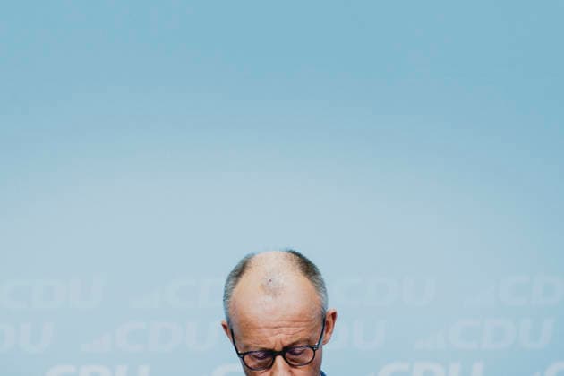 Friedrich Merz, CDU, Federal Chancellor, photographed during a press conference in response to the state election in Mecklenburg-Western Pomerania and the Berlin House of Representatives election, September 21, 2026. While Die Linke won the election in Berlin with 25.7 percent, ahead of the CDU, Copyright: xFlorianxGaertnerx