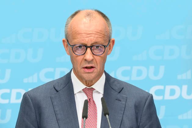 Pictured, from left: Federal Chancellor Friedrich Merz, Member of the Bundestag (MdB), GER, Berlin; press conference with the party chairman of the CDU of Germany and Federal Chancellor Friedrich Merz, Member of the Bundestag (MdB); press conference following the elections in Berlin and Mecklenburg-Western Pomerania (MV), September 21, 2026, Copyright: HMBxMedia UwexKoch