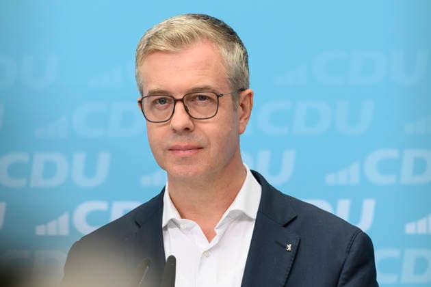 Pictured, from left: CDU’s top candidate for Berlin, Stefan Evers, GER, Berlin, press conference with the chairman of the CDU of Germany and Federal Chancellor Friedrich Merz, Member of the Bundestag, following the elections in Berlin and Mecklenburg-Western Pomerania, September 21, 2026, Copyright: HMBxMedia UwexKoch