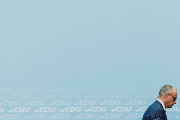 Friedrich Merz, CDU, Federal Chancellor, photographed during a press conference in response to the state election in Mecklenburg-Western Pomerania and the Berlin House of Representatives election, September 21, 2026. While Die Linke won the election in Berlin with 25.7%, ahead of the CDU, the AfD Copyright: xFlorianxGaertnerx