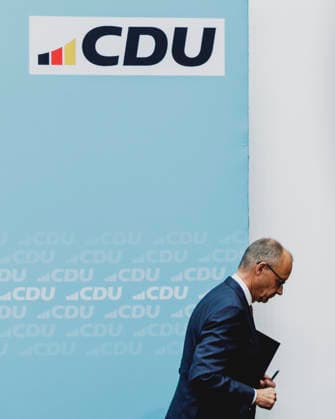 Friedrich Merz, CDU, Federal Chancellor, photographed during a press conference in response to the state election in Mecklenburg-Western Pomerania and the Berlin House of Representatives election, September 21, 2026. While Die Linke won the election in Berlin with 25.7%, ahead of the CDU, the AfD Copyright: xFlorianxGaertnerx
