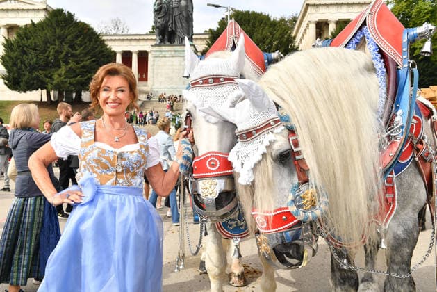 Dagmar Woehrl arrives at the Damenwiesn event on September 21, 2026, at the Oktoberfest in Munich, Germany Damenwiesn event at the Oktoberfest in Munich, Germany