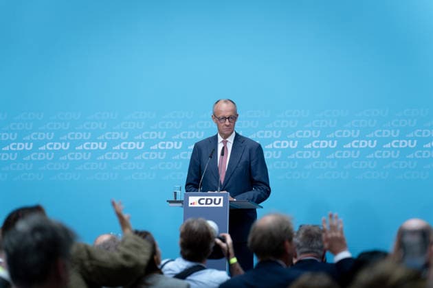 Konrad Adenauer House, CDU, Press Conference in Berlin, Konrad Adenauer House, CDU, Party Chairman, Federal Chancellor Friedrich Merz, Berlin, Berlin, GER