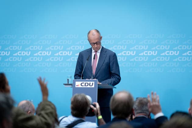 Konrad Adenauer House, CDU, Press Conference in Berlin, Konrad Adenauer House, CDU, Party Chairman, Federal Chancellor Friedrich Merz, Berlin, Berlin, GER