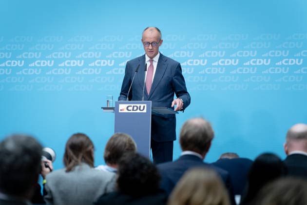 Konrad Adenauer House, CDU, Press Conference in Berlin, Konrad Adenauer House, CDU, Party Chairman, Federal Chancellor Friedrich Merz, Top Candidate, Stefan Evers Berlin Berlin GER