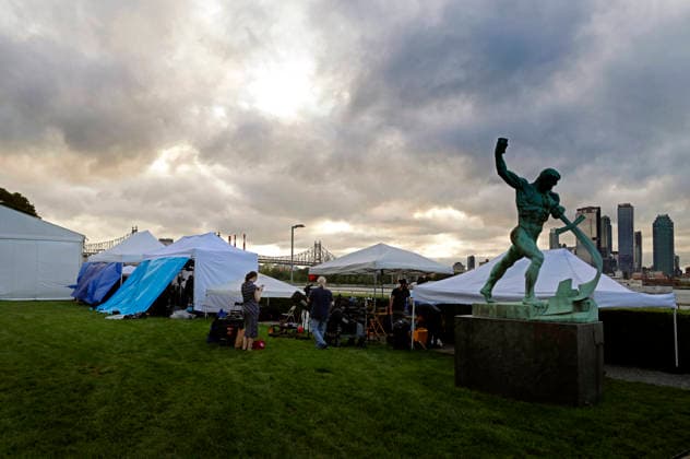 Media outlets set up tents at the start of the 81st session of the United Nations General Assembly at the United Nations Headquarters on Monday, September 21, 2026 in New York City.  NYP20260921403 PETERxFOLEY