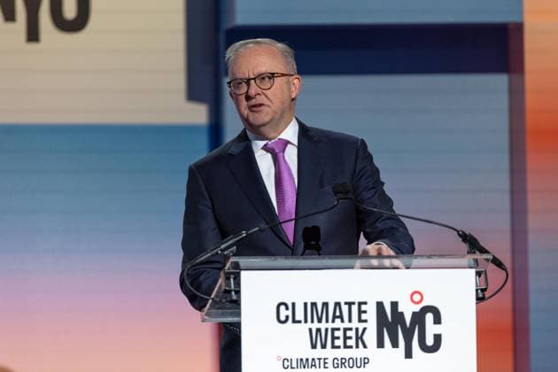 September 21, 2026, New York City, United States: Australian Prime Minister Anthony Albanese speaks during the opening ceremony of Climate Week NYC 2026 New York City United States - ZUMAl194 20260921_zip_l194_002 Copyright: xMarekxLadzinskix
