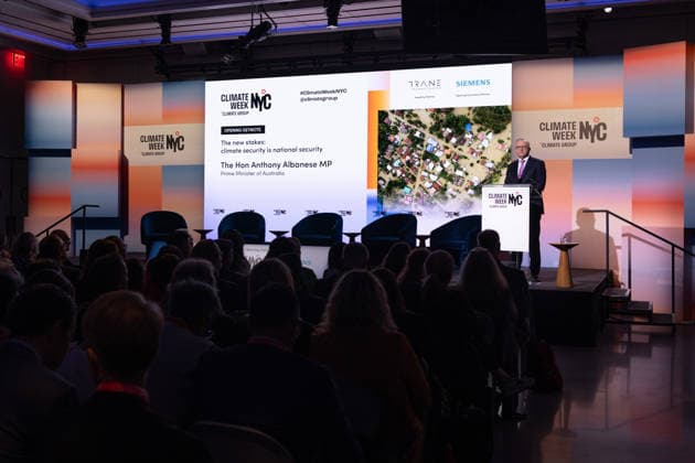 September 21, 2026, New York City, United States: Australian Prime Minister Anthony Albanese speaks during the opening ceremony of Climate Week NYC 2026 in New York City New York City United States - ZUMAl194 20260921_zip_l194_006 Copyright: xMarekxLadzinskix