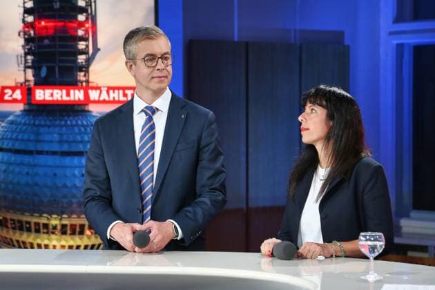 Berlin, Germany, September 20, 2026 Berlin House of Representatives 2026 Election Stefan Evers (CDU) and Elif Eralp (The Left) on ARD Copyright: xdtsxNachrichtenagenturx dts_135558