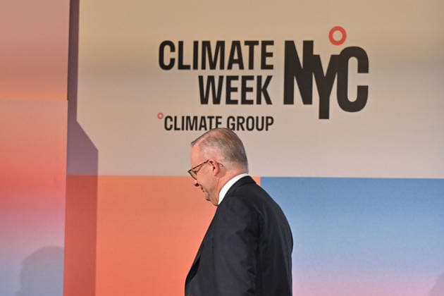 ANTHONY ALBANESE UNITED STATES VISIT, Australia™s Prime Minister Anthony Albanese at the opening ceremony of the Climate Week NYC event ahead of the United Nations General Assembly in New York, Monday, September 21, 2026. ( NO ARCHIVING NEW YORK New York United States of America  Copyright: xMICKxTSIKASx 20260922117996282548