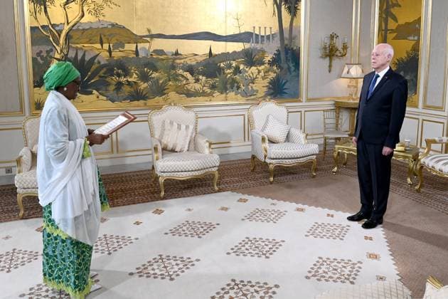 Tunisian President Receives Credentials of Three New Ambassadors Tunisian President Kais Saied presides over a ceremony to receive the credentials of newly appointed ambassadors Kolo Haruna Abubakar of Nigeria, Mohammed bin Abdullah bin Hamad Al-Buraithin of Saudi Arabia, and Mohamed El Hacen Boukhreiss of Mauritania at Carthage Palace in Tunis, Tunisia, on September 21, 2026. The three diplomats had previously presented copies of their credentials to Tunisia’s foreign ministry. Photo by Tunisian Presidency apaimages Tunis Tunis Tunisia 210926_Tunis_TPO_00(10) Copyright: xapaimagesxTunisianxPresidencyx xapaimagesx