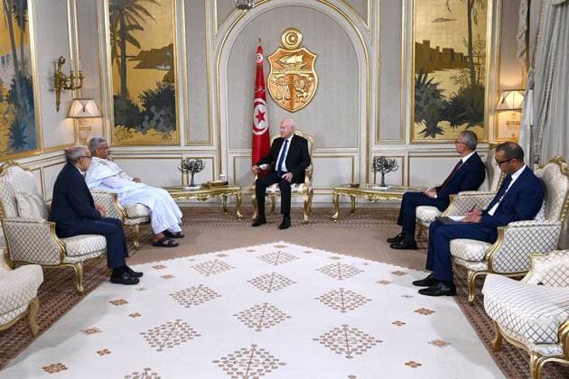 Tunisian President Receives Credentials of Three New Ambassadors Tunisian President Kais Saied presides over a ceremony to receive the credentials of newly appointed ambassadors Kolo Haruna Abubakar of Nigeria, Mohammed bin Abdullah bin Hamad Al-Buraithin of Saudi Arabia, and Mohamed El Hacen Boukhreiss of Mauritania at Carthage Palace in Tunis, Tunisia, on September 21, 2026. The three diplomats had previously presented copies of their credentials to Tunisia’s foreign ministry. Photo by Tunisian Presidency apaimages Tunis Tunis Tunisia 210926_Tunis_TPO_00(12) Copyright: xapaimagesxTunisianxPresidencyx xapaimagesx
