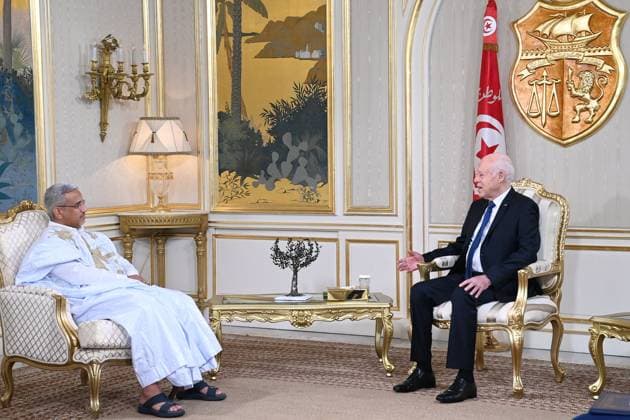 Tunisian President Receives Credentials of Three New Ambassadors Tunisian President Kais Saied presides over a ceremony to receive the credentials of newly appointed ambassadors Kolo Haruna Abubakar of Nigeria, Mohammed bin Abdullah bin Hamad Al-Buraithin of Saudi Arabia, and Mohamed El Hacen Boukhreiss of Mauritania at Carthage Palace in Tunis, Tunisia, on September 21, 2026. The three diplomats had previously presented copies of their credentials to Tunisia’s foreign ministry. Photo by Tunisian Presidency apaimages Tunis Tunis Tunisia 210926_Tunis_TPO_00(4) Copyright: xapaimagesxTunisianxPresidencyx xapaimagesx