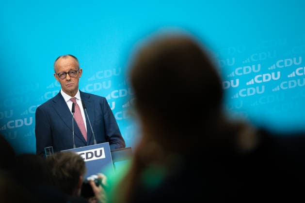 Chancellor Friedrich Merz, together with the CDU’s top candidate for Berlin, Stefan Evers, at the Konrad Adenauer Haus Deutschland in Berlin on September 21, 2026. Following another historic election defeat for the CDU in Mecklenburg-Western Pomerania and poor results in the Berlin House of Representatives election, Chancellor Friedrich M