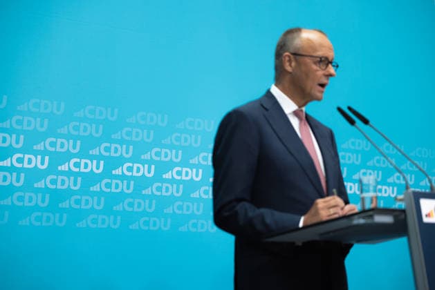 Chancellor Friedrich Merz, together with the CDU’s top candidate for Berlin, Stefan Evers, at the Konrad Adenauer Haus Deutschland in Berlin on September 21, 2026. Following another historic election defeat for the CDU in Mecklenburg-Western Pomerania and poor results in the Berlin House of Representatives election, Chancellor Friedrich M