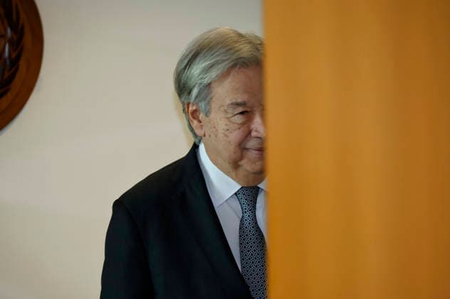 Antonio Guterres, United Nations Secretary-General arrives to greet Petr Pavel, President of the Czech Republic (not pictured) at the start of the 81st session of the United Nations General Assembly at the United Nations Headquarters on Monday, September 21, 2026 in New York City.  NYP20260921404 PETERxFOLEY