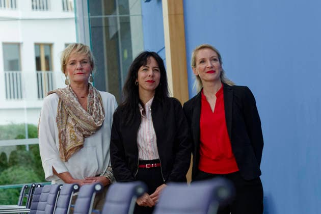 AfD Post-Election Analysis: Mecklenburg-Western Pomerania and Berlin, September 21, 2026, Germany, Berlin Federal Press Conference: Recap of the state election in Mecklenburg-Western Pomerania and the election to the Berlin House of Representatives by the party Die Linke. Pictured from left: Simone Oldeburg, lead candida