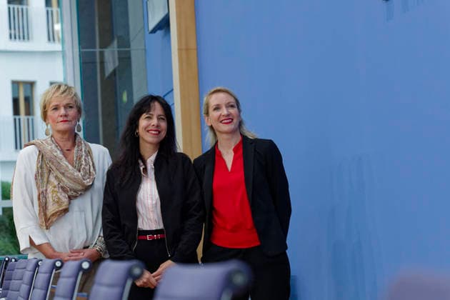 AfD Post-Election Analysis: Mecklenburg-Western Pomerania and Berlin, September 21, 2026, Germany, Berlin Federal Press Conference: Recap of the state election in Mecklenburg-Western Pomerania and the Berlin House of Representatives election by the party Die Linke. Pictured, from left: Simone Oldeburg, lead candidate for