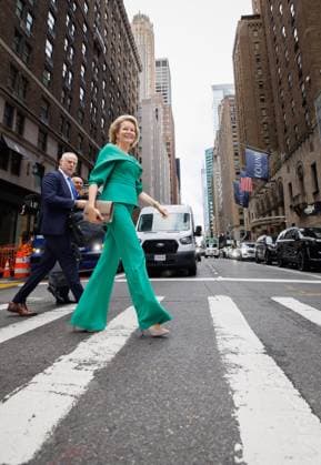 Queen Mathilde of Belgium pictured walking in the streets of New York during the 81st session of the United Nations General Assembly (UNGA81), in New York City, United States of America, Monday 21 September 2026.  BENOITxDOPPAGNE 187324650