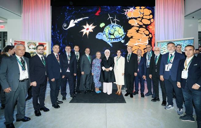 Turkish First Lady and Chair of the UN High-Level Advisory Board on Zero Waste Emine Erdogan NEW YORK, UNITED STATES - SEPTEMBER 21: (----EDITORIAL USE ONLY - MANDATORY CREDIT - TURKISH PRESIDENCY MUSTAFA KAMACI HANDOUT - NO MARKETING NO ADVERTISING CAMPAIGNS - DISTRIBUTED AS A SERVICE TO CLIENTS----) Turkish First Lady and Chair of the UN High-Level Advisory Board on Zero Waste Emine Erdogan attends the opening event of the New York Climate Week in New York, United States on September 21, 2026. TUR Presidency Mustafa Kamaci Anadolu New York United States. Editorial use only. Please get in touch for any other usage.  Copyright: x2026xAnadoluxTURxPresidencyx xMustafaxKamacix