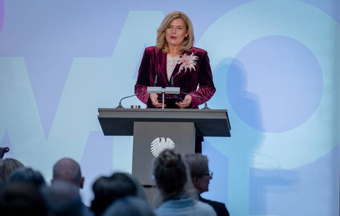 Art Exhibition, Marie Elisabeth Lüders Haus, Berlin; Julia Klöckner, President of the Bundestag; Art Exhibition: Kokoschka, Adenauer, Warhol, Brandt—Extraordinary Encounters Between Art and Politics; Berlin, Berlin, GER