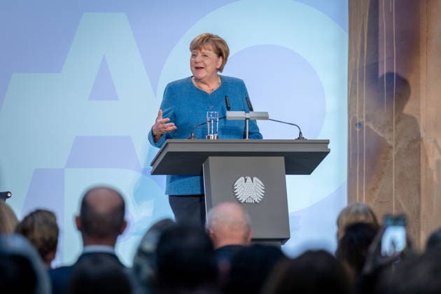 Art Exhibition, Marie Elisabeth Lüders Haus, Berlin; Former German Chancellor Angela Merkel; Art Exhibition: Kokoschka, Adenauer, Warhol, Brandt—Extraordinary Encounters Between Art and Politics; Berlin, Berlin, GER