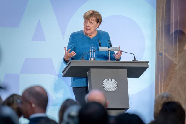 Art Exhibition, Marie Elisabeth Lüders Haus, Berlin; Former German Chancellor Angela Merkel; Art Exhibition: Kokoschka, Adenauer, Warhol, Brandt—Extraordinary Encounters Between Art and Politics; Berlin, Berlin, GER