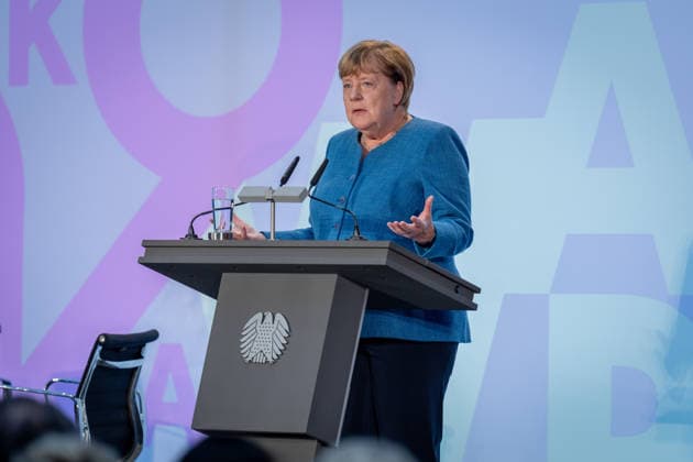 Art Exhibition, Marie Elisabeth Lüders Haus, Berlin; Former German Chancellor Angela Merkel; Art Exhibition: Kokoschka, Adenauer, Warhol, Brandt—Extraordinary Encounters Between Art and Politics; Berlin, Berlin, GER