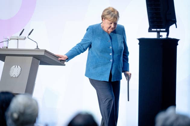 Art Exhibition, Marie Elisabeth Lüders Haus, Berlin; Former German Chancellor Angela Merkel; Art Exhibition: Kokoschka, Adenauer, Warhol, Brandt—Extraordinary Encounters Between Art and Politics; Berlin, Berlin, GER