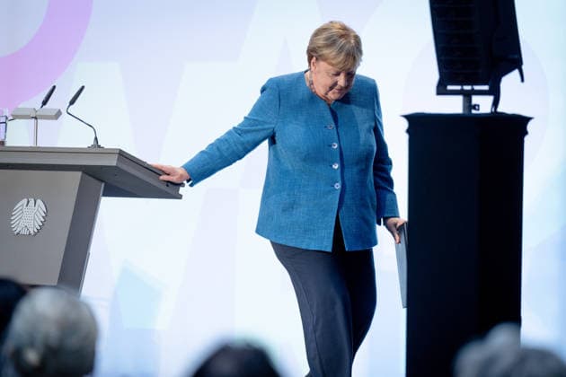 Art Exhibition, Marie Elisabeth Lüders Haus, Berlin; Former German Chancellor Angela Merkel; Art Exhibition: Kokoschka, Adenauer, Warhol, Brandt—Extraordinary Encounters Between Art and Politics; Berlin, Berlin, GER