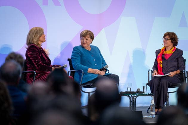 Art Exhibition, Marie Elisabeth Lüders Haus, Berlin; Former German Chancellor Angela Merkel; President of the Bundestag Julia Klöckner; Art Exhibition: Kokoschka, Adenauer, Warhol, Brandt—Extraordinary Encounters Between Art and Politics; Moderator: Jacqueline Boysen; Berlin, Berlin, GER