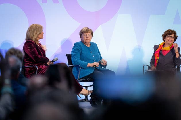 Art Exhibition, Marie Elisabeth Lüders Haus, Berlin; Former German Chancellor Angela Merkel; President of the Bundestag Julia Klöckner; Art Exhibition: Kokoschka, Adenauer, Warhol, Brandt—Extraordinary Encounters Between Art and Politics; Moderator: Jacqueline Boysen; Berlin, Berlin, GER