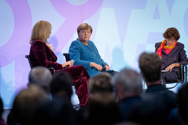Art Exhibition, Marie Elisabeth Lüders Haus, Berlin; Former German Chancellor Angela Merkel; President of the Bundestag Julia Klöckner; Art Exhibition: Kokoschka, Adenauer, Warhol, Brandt—Extraordinary Encounters Between Art and Politics; Moderator: Jacqueline Boysen; Berlin, Berlin, GER