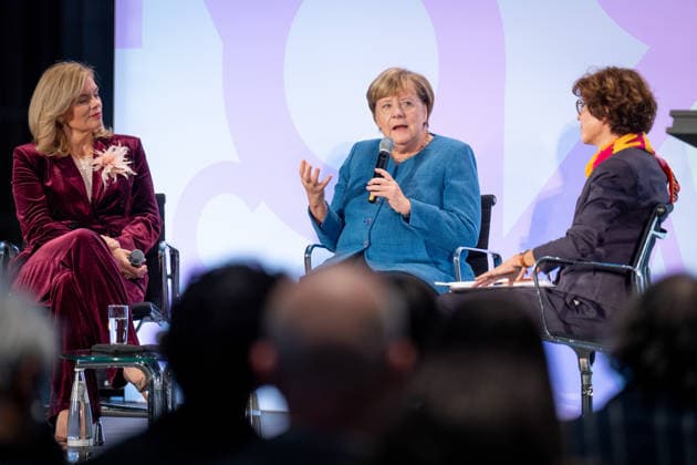 Art Exhibition, Marie Elisabeth Lüders Haus, Berlin; Former German Chancellor Angela Merkel; President of the Bundestag Julia Klöckner; Art Exhibition: Kokoschka, Adenauer, Warhol, Brandt—Extraordinary Encounters Between Art and Politics; Moderator: Jacqueline Boysen; Berlin, Berlin, GER