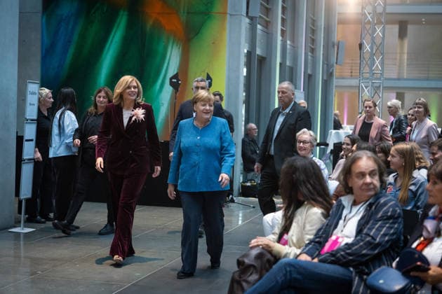 Art Exhibition, Marie Elisabeth Lüders Haus, Berlin; Former German Chancellor Angela Merkel; President of the Bundestag Julia Klöckner; Art Exhibition: Kokoschka, Adenauer, Warhol, Brandt—Extraordinary Encounters Between Art and Politics; Berlin, Berlin, GER
