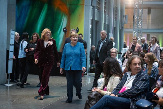 Art Exhibition, Marie Elisabeth Lüders Haus, Berlin; Former German Chancellor Angela Merkel; President of the Bundestag Julia Klöckner; Art Exhibition: Kokoschka, Adenauer, Warhol, Brandt—Extraordinary Encounters Between Art and Politics; Berlin, Berlin, GER