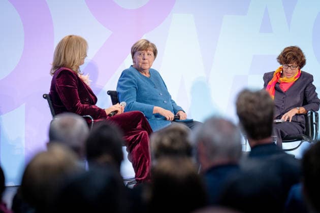 Art Exhibition, Marie Elisabeth Lüders Haus, Berlin; Former German Chancellor Angela Merkel; President of the Bundestag Julia Klöckner; Art Exhibition: Kokoschka, Adenauer, Warhol, Brandt—Extraordinary Encounters Between Art and Politics; Moderator: Jacqueline Boysen; Berlin, Berlin, GER
